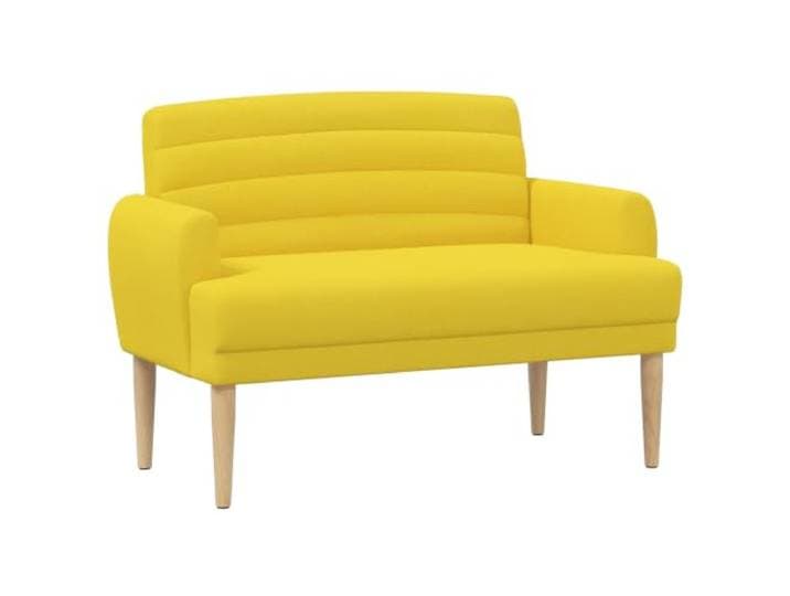 GHVBNMF Zweisitzer Sofa mit Knopfheftung Hellgelb 116x67x80 cm Kompaktes Polstersofa aus samtigem Stoff mit stabilen Kautschukholzbeinen für Wohnzimmer und Schlafzimmer Nischen.