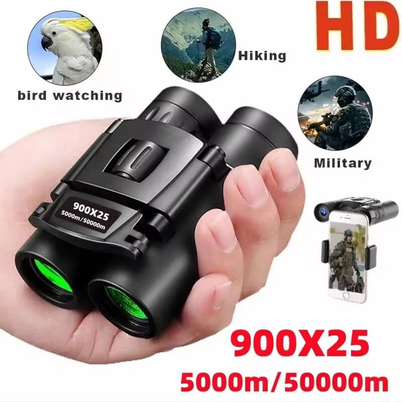 NONE Binoculars 9000M Long Range 900x25 HD Folding Night Vision Mini Telescope FMC Optics For Hunting Sports Outdoor Camping Travel