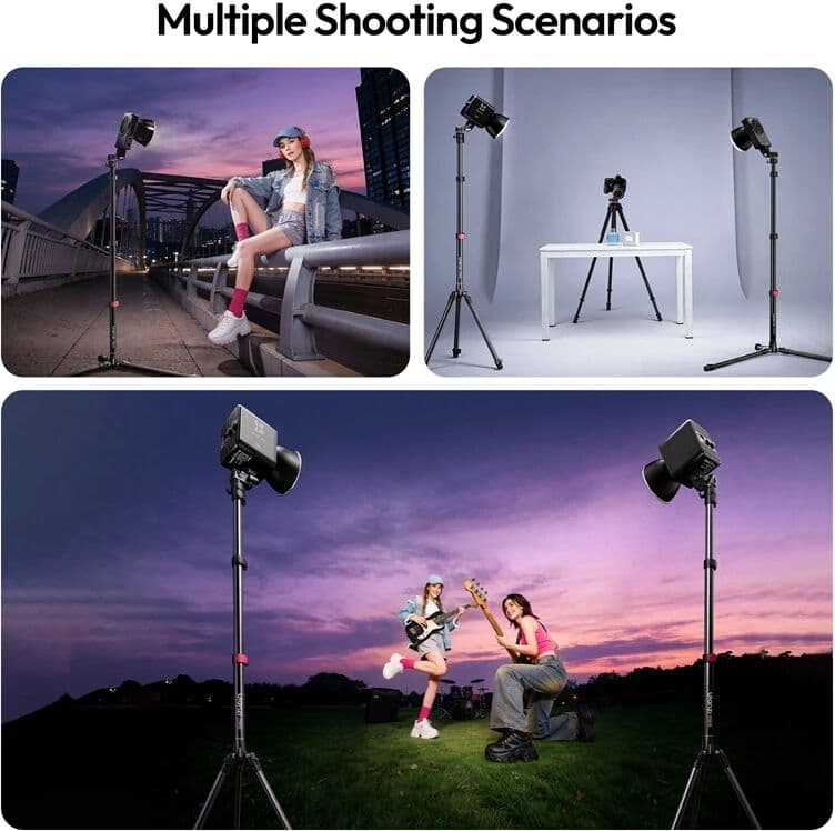 Ulanzi TT43 II Reversible Leg Light Stand Tripod for COB Video Light Softbox Softball Max 2.1M Light Stand with Tilt Head