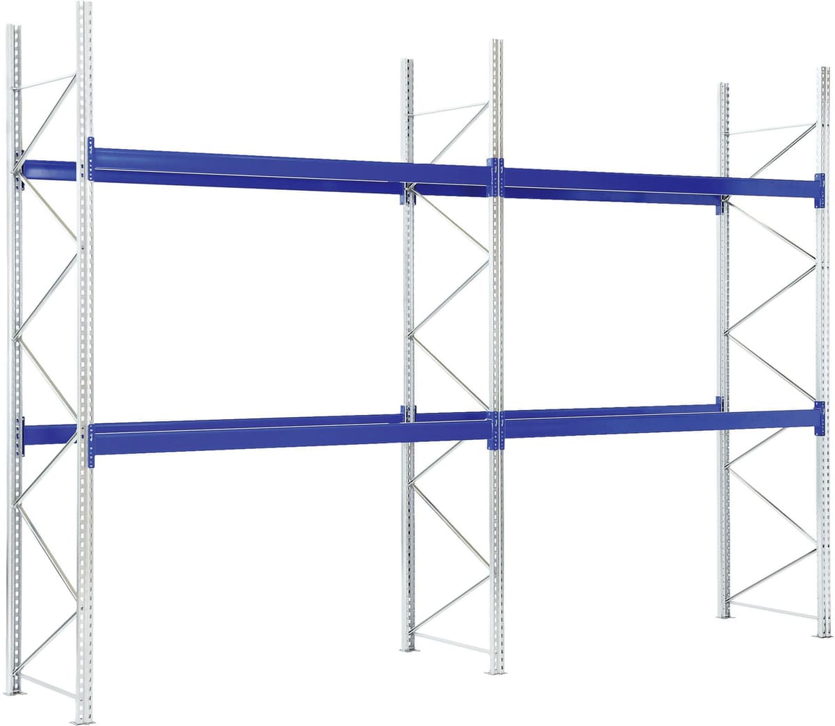 Bito Paletten-Komplettregal-Set P1 mit 2 Ebenen H4500xT1100xL5800 mm 600 kg, unmontiert enzianblau (42179)