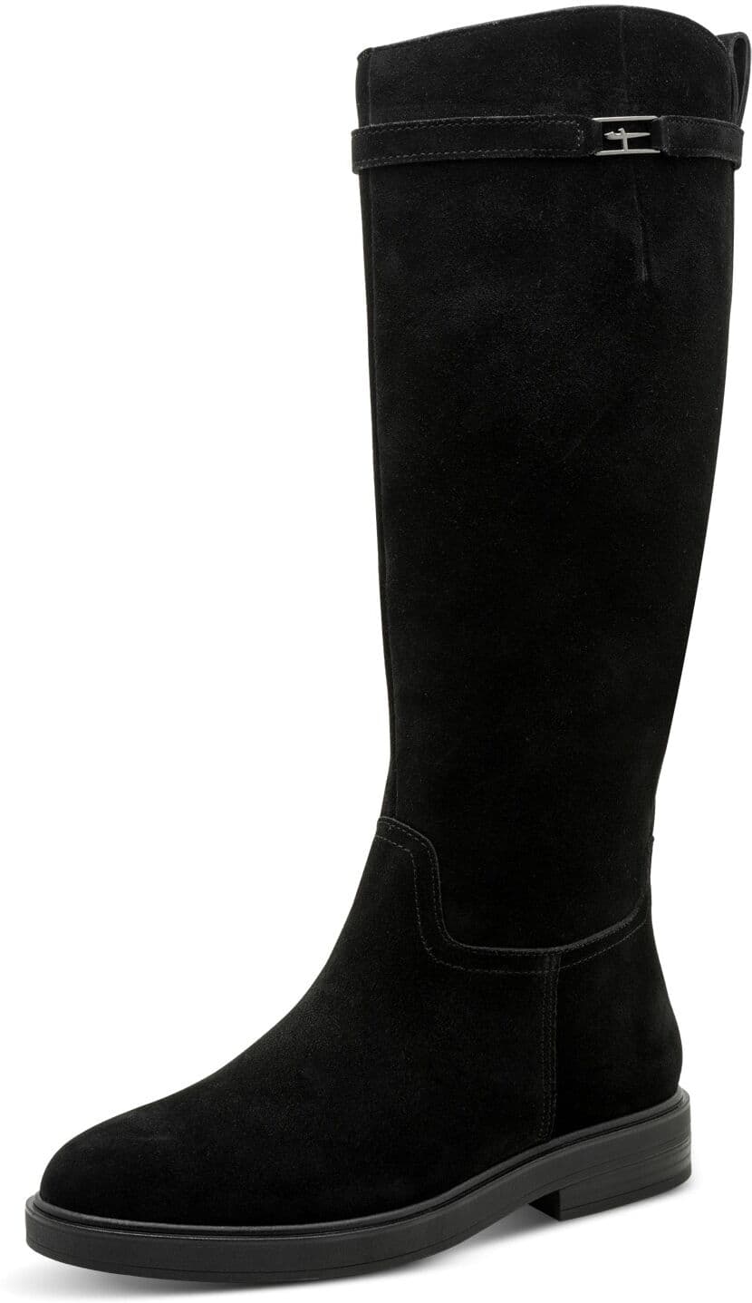 Stiefel TAMARIS, Damen, Gr. 37, Synthetik Textil, Normalschaft, schwarz, Glattleder, Lederimitat, unifarben, 23_1_Schuhe Stiefel, Blockabsatz, Langschaftstiefel im Used Look