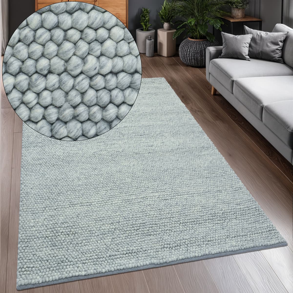 Wollteppich GOODPRODUCT "Wolly, Wolle, in Standard und Premium Qualität", stone, B:160cm H:14mm L:230cm, Wolle, Teppiche, Wollteppich, handgewebt, Handweb Teppiche, Skandi, Wohnzimmer, Schlafzimmer stone B : 160cm 1 Stk., 14mm, Premium - Höhe 21mm, Gewich