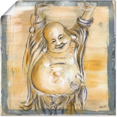 Wandbild ARTLAND "Fröhlicher Buddha II", beige (farbe bild(er): naturfarben), B:30cm H:30cm, Bilder, als Leinwandbild, Poster in verschied. Größen