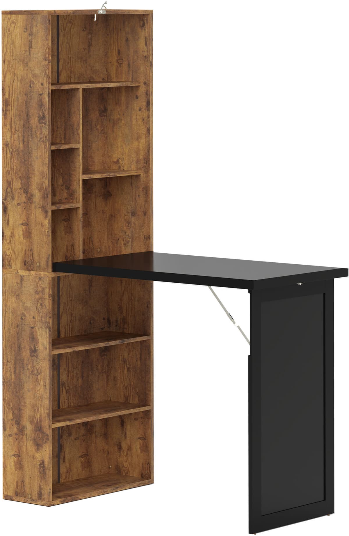 Altro Scrivania Moderna Pieghevole Con Libreria E Lavagna, In Legno E Metallo, 98x51x153 Cm, Marrone Rustico