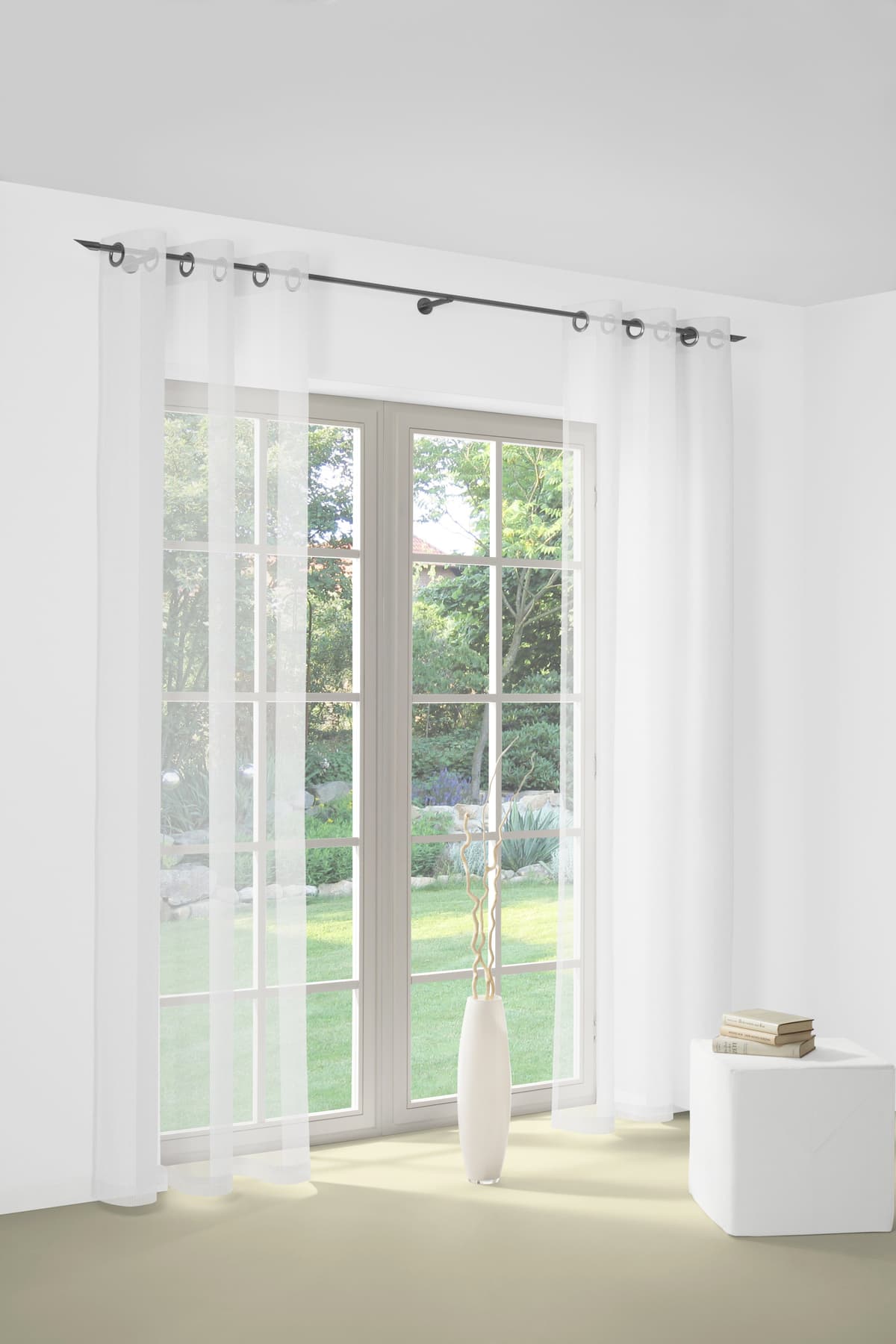 Vorhang WIRTH "Bettina" Gr. 18, weiss (weiß), B:300cm H:245cm, Polyester, Gardinen, Vorhang, Store weiß 245cm, Ösen, 300cm