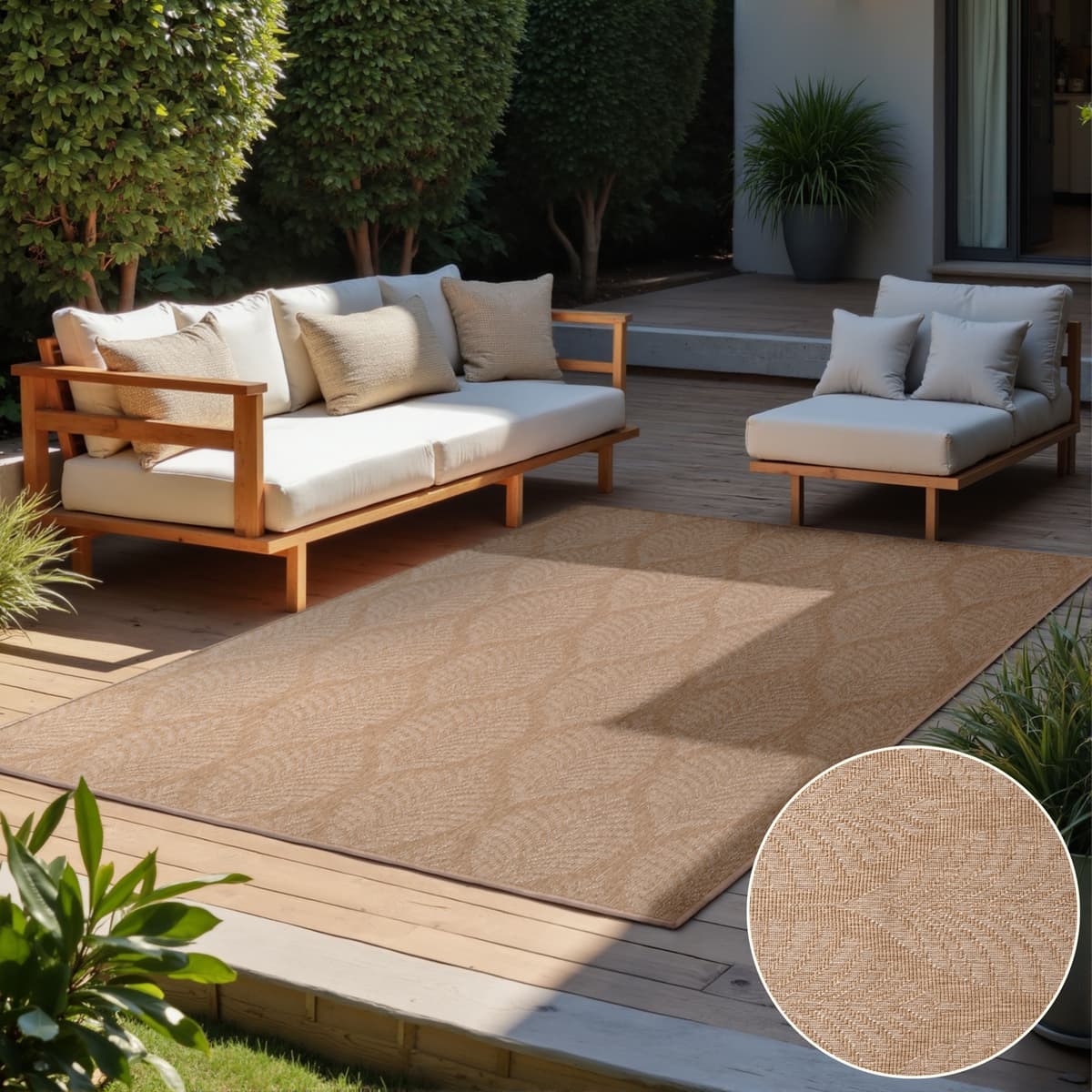 Outdoorteppich HANSE HOME "Liora Wendeteppich", weiss (jute, weiß), B:160cm H:5mm L:230cm, Polypropylen, Teppiche, Outdoorteppich, Läufer, In und Outdoor, Flachgewebe, wetterfest, pflegeleicht, robust jute, weiß B : 160cm 1 Stk., 5mm, L: 230cm