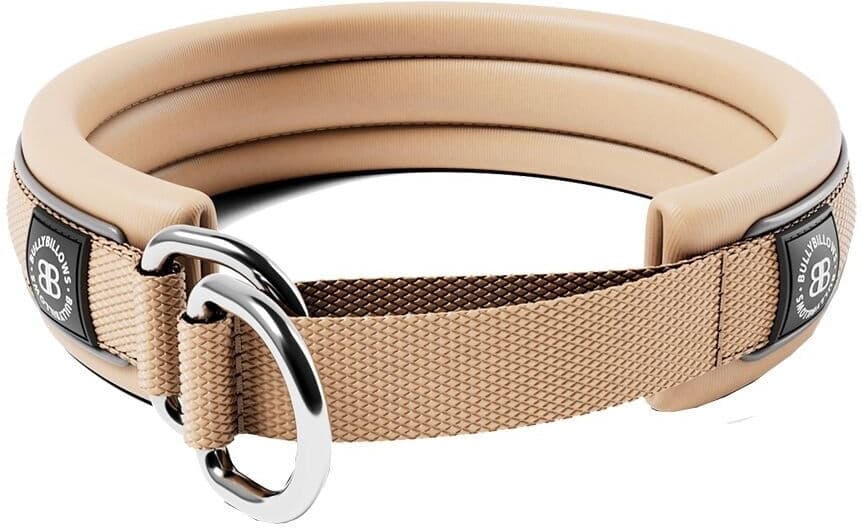 BullyBillows Hundehalsbånd Halvstrup Beige Reflekterende 3 Cm