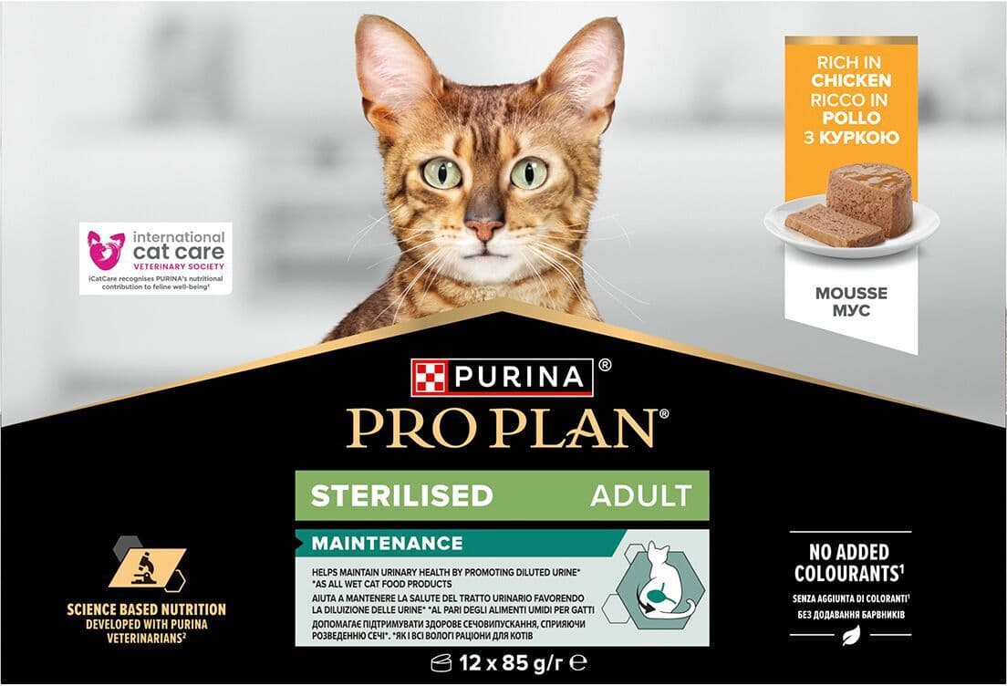 Purina Pro Plan Cat Sterilised Mousse Chicken Våtfoder Till Katt 12x85 G