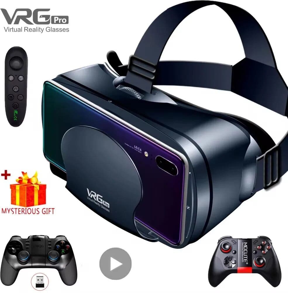 AyeBeau 3D VR Headset Smart Glasses Virtual Reality Helmet for Smartphones Cell Phone Mobile 7 Inches Lenses Binoculars Devices Goggles