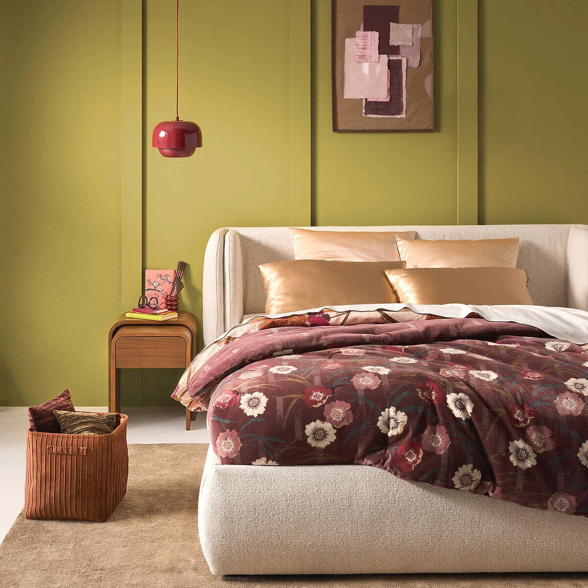 LA REDOUTE INTERIEURS Lit tissu bouclette avec sommier, Meridiano