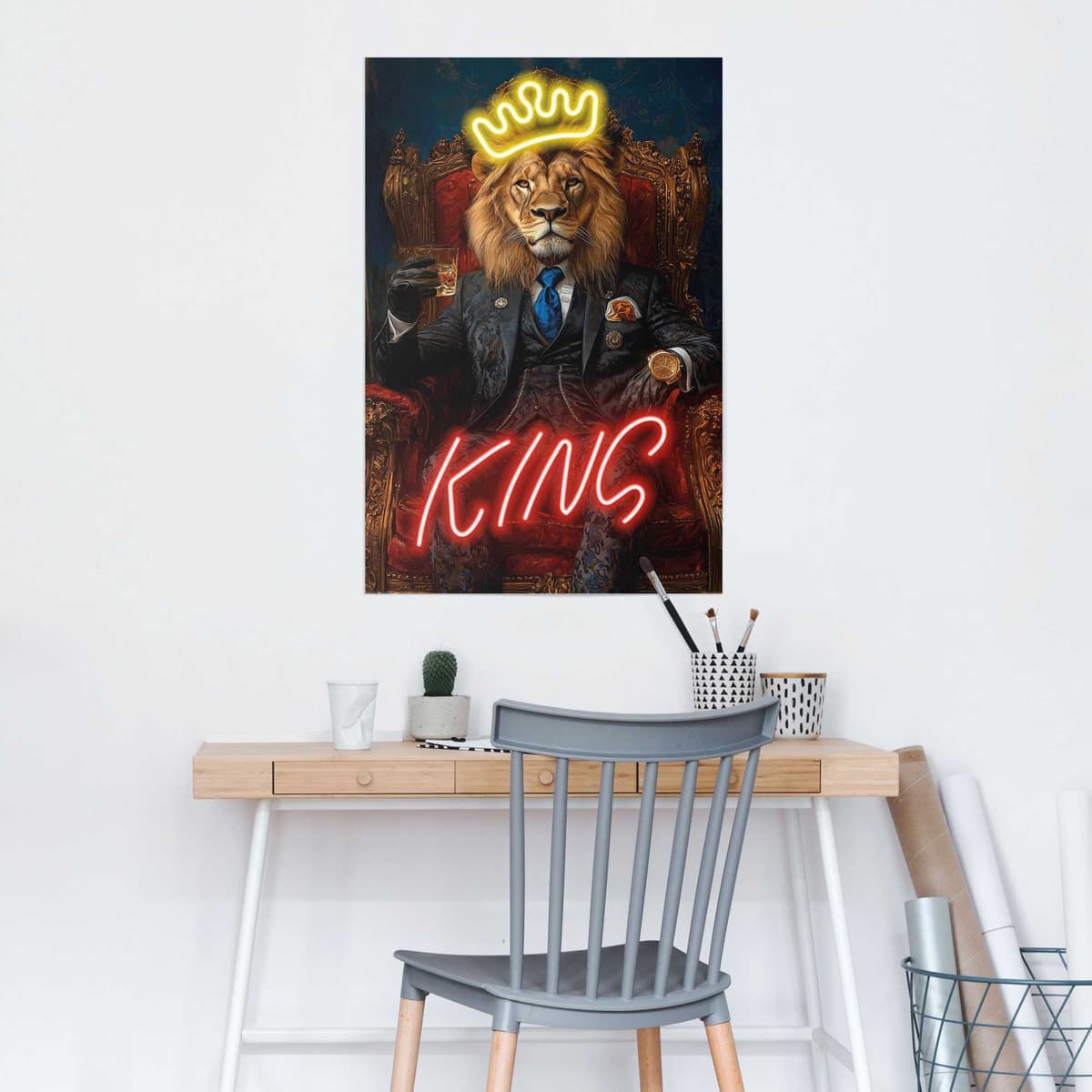 Reinders! Poster REINDERS "König der Löwen", bunt (farbe bild(er): schwarz), B:61cm H:91,5cm T:0,1cm, Papier, Bilder, Poster, Hobbyraum - Schwarz - Bilderdruckpapier - Tiere - 61x91,5 cm farbe bild(er): schwarz B/H/T: 61cm x 91,5cm x 0,1cm, Tiere, 1 Stk.