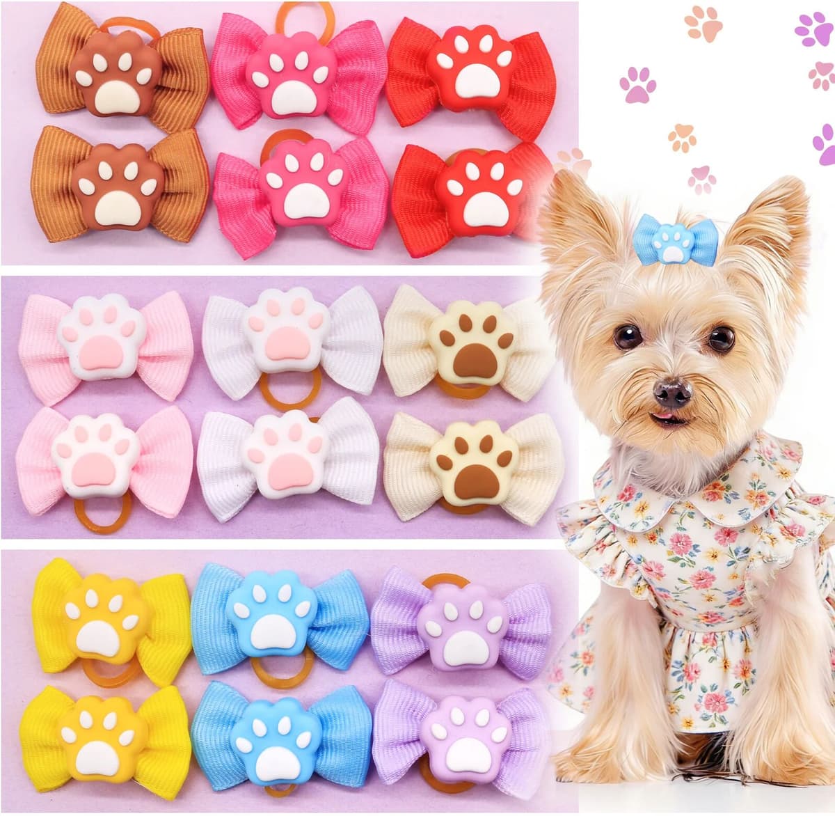 Masue Pets 100PCS Bulk Dog Hair Bows Dog Paw Accessories For Puppy Bows Cute Pet Hair Supplies Dog Bows Grooming Products