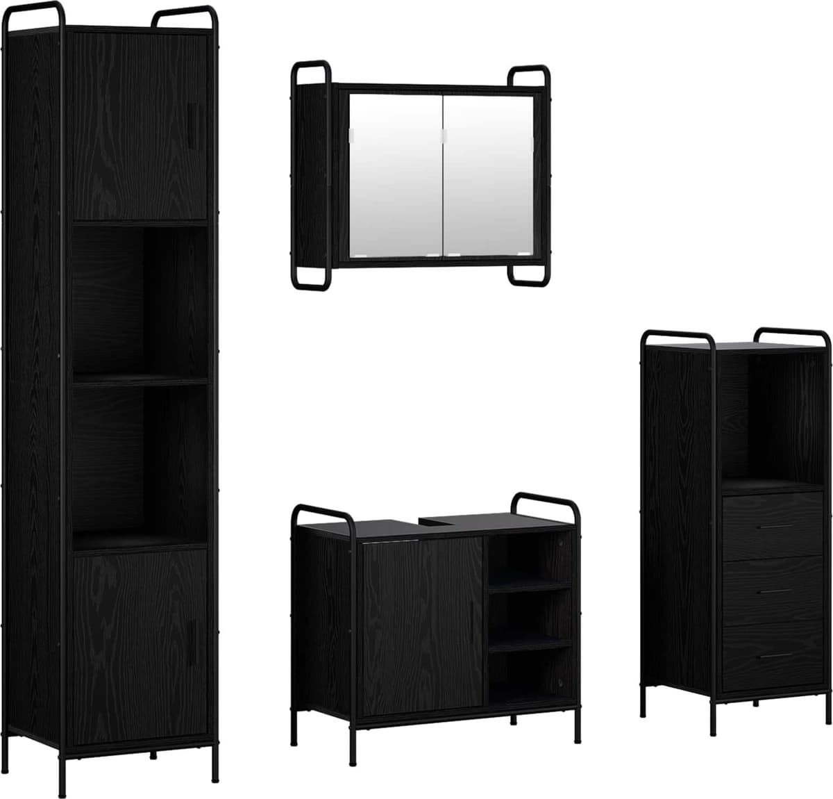 vidaXL Ensemble d'armoire de salle de bain 4 pc Chêne noir
