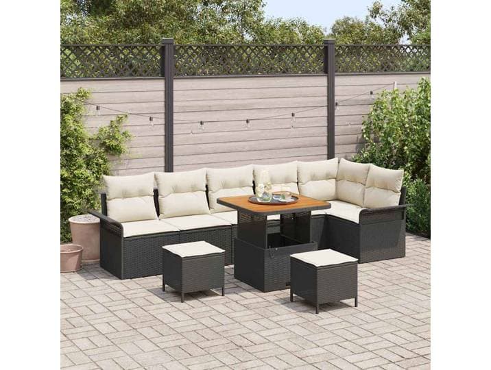 vidaXL Garten-Sofa-Set 9 stk. 8-Sitzanzahl Schwarz und Creme
