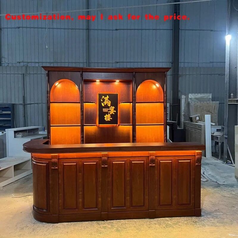 NONE custom.European Retro Solid Wood Paint Display Cabinet Kitchen Use-Clothing Coffee Bistro Bar Light Corner Cash Regi