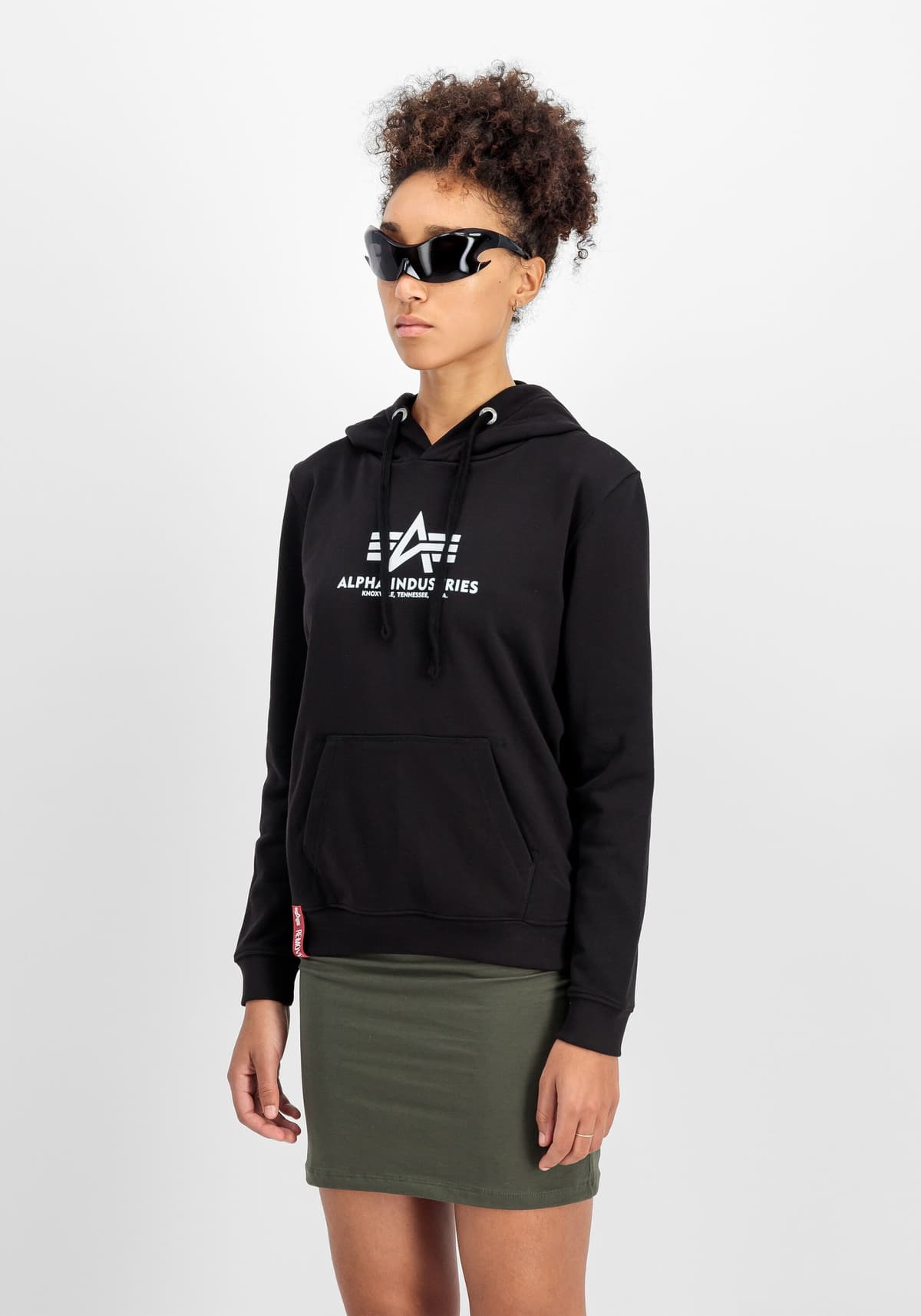 Hoodie ALPHA INDUSTRIES "New Basic Hoodie BL W", Damen, Gr. XS, schwarz, Obermaterial: 80% Baumwolle, 20% Polyester, regular fit, Sweatshirts Hoodie schwarz XS