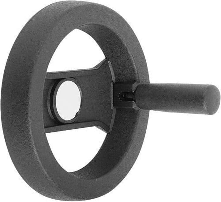 KIPP 2-Speichenhandrad D1=129 Passbohrung mit Nut D2=12H7 Polyamid schwarz (K0725.7130X12)