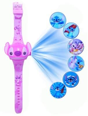 Tiny Tots Teens Trends Projection Mickey Children Watch, 3D Cartoon Stitch Kids Digital Clock purple Labubu