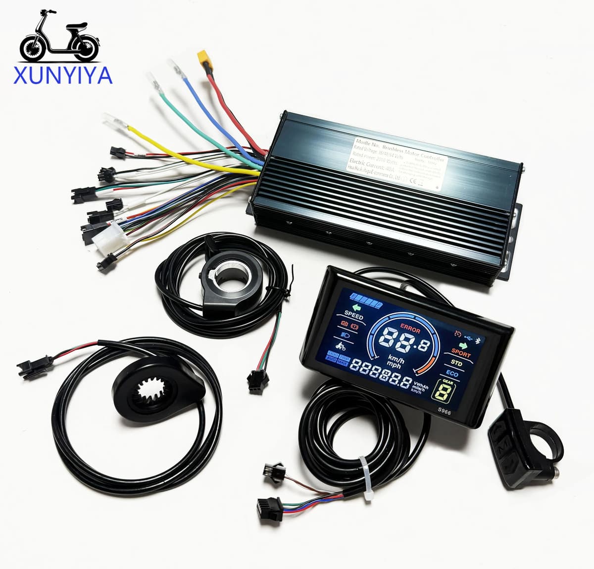 NONE 40A Sine Wave Controller 1000W-2000W with S966 LCD PAS and Throttle 36V/48V/52V/64V Set for UART No.2 E-Bicycle/Scooter Repair
