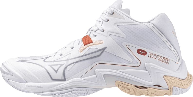 Mizuno Wave Lightning Z8 MID (24) Naisten sisäpelikengät (White/Aleutian/Cloud Pink) - UK 7,5w (EUR 41)