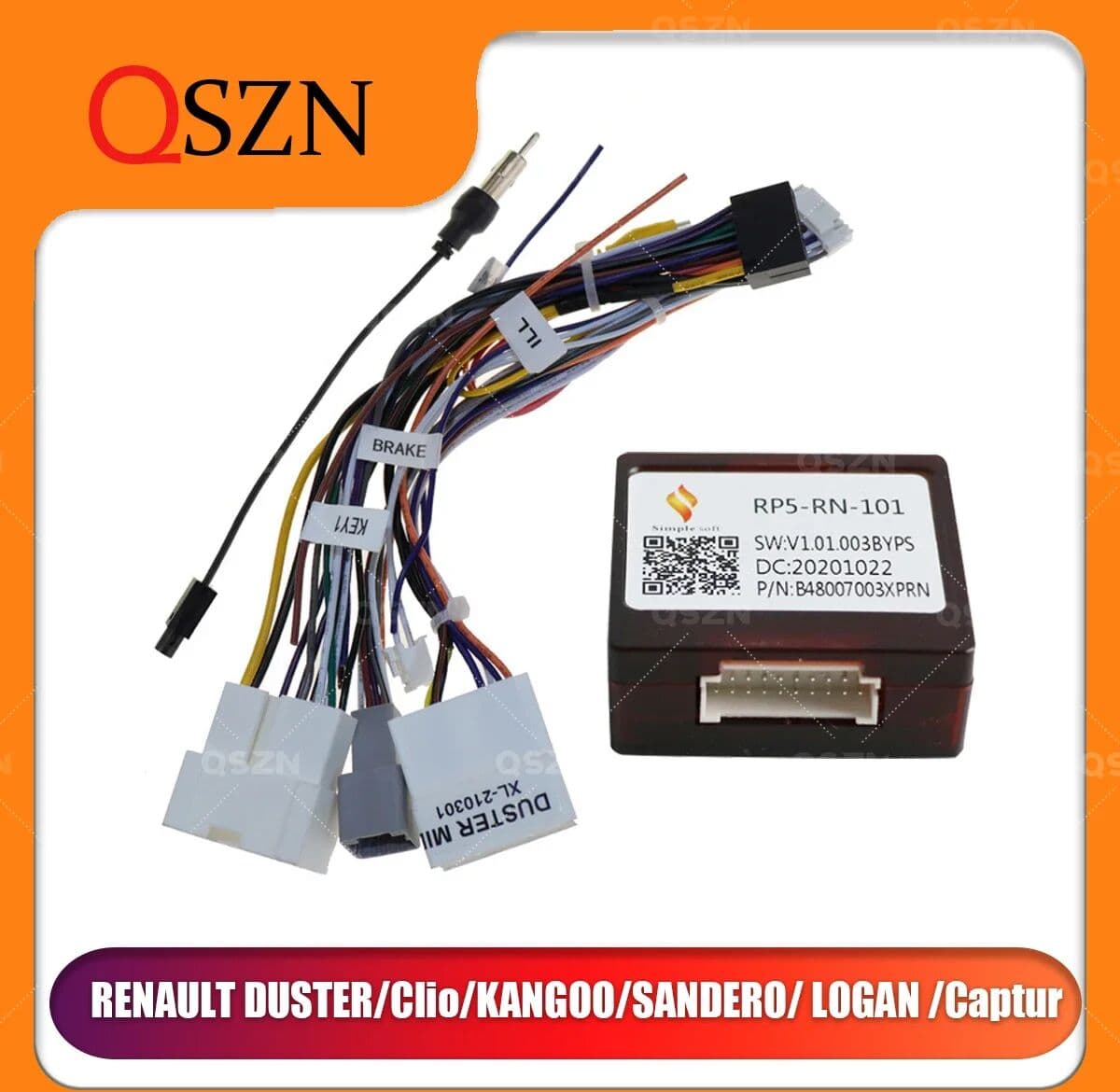 QSZN Canbus Box  For RENAULT DUSTER/Clio/KANGOO/SANDERO/ LOGAN /Captur Wiring Harness Power Cable Android Car radio Multimedia