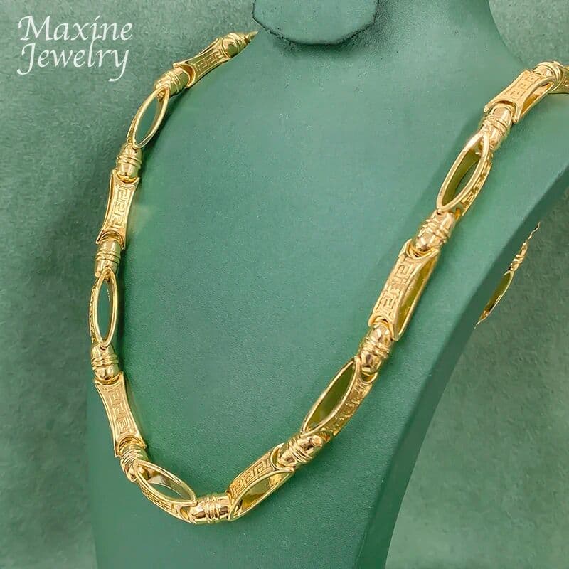 HIPUNK 24inch  Golden Long Chain Statement Hip Hop Necklace Jewelry Set for Man Engagement Jewellery Luxury Party Gifts