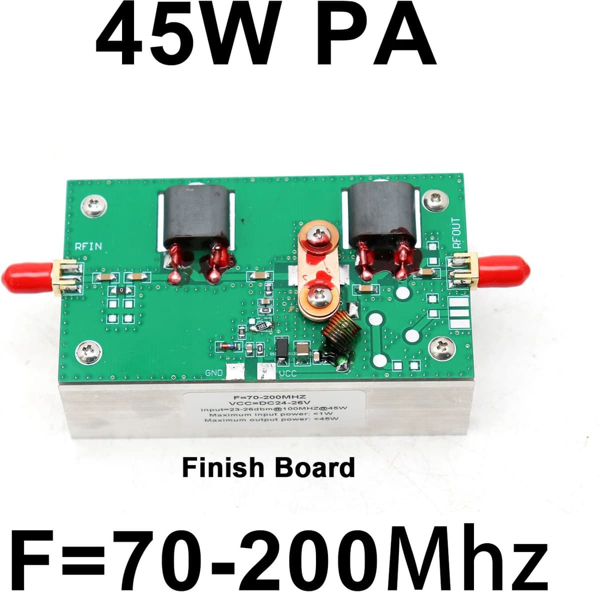 DYKBmetered 45W PA 70-200MHz VHF Linear RF Power Amplifier for Amateur Radio Wave FM Transmitter Communication Band High-Power Signal Booste