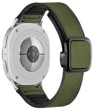 Everyday Crate Samsung Galaxy Watch8 Classic Magnetic Leather Silicone Watch Band Adjustable Replacement Strap crazy Horse Green