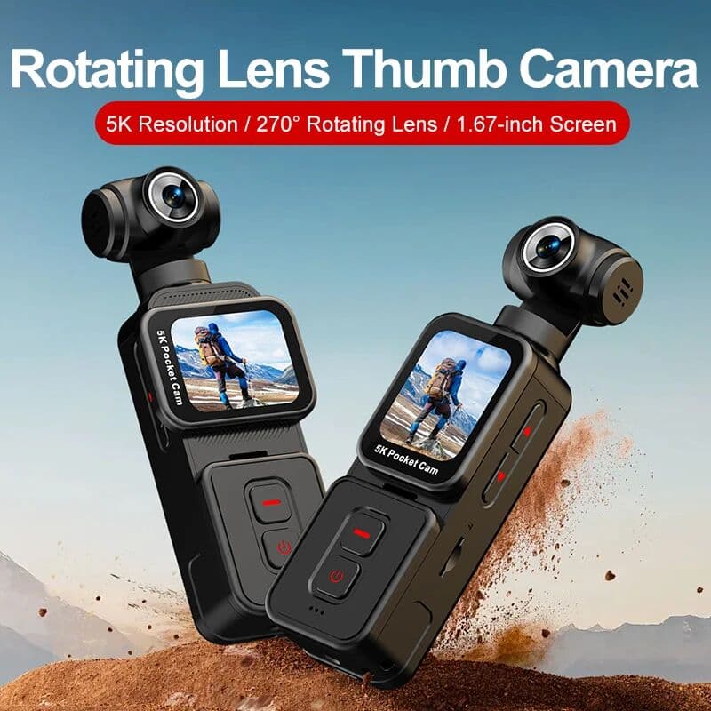 NCZOBOE 5K Pocket Action Camera Rotation Lens Quick Focus Sports Camcorder 1.69