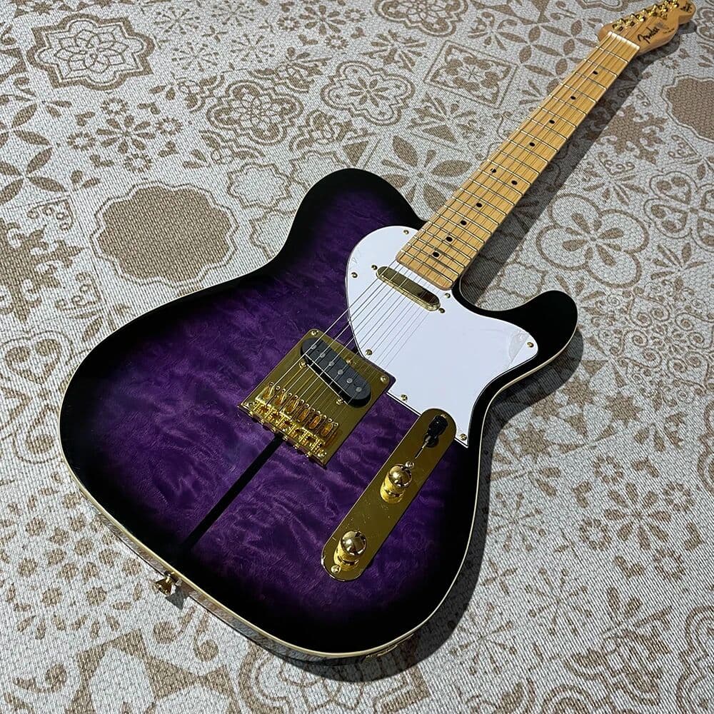 NONE Electric guitar 6 strings purple with water ripple veneer, basswood body, maple neck, high quality, .