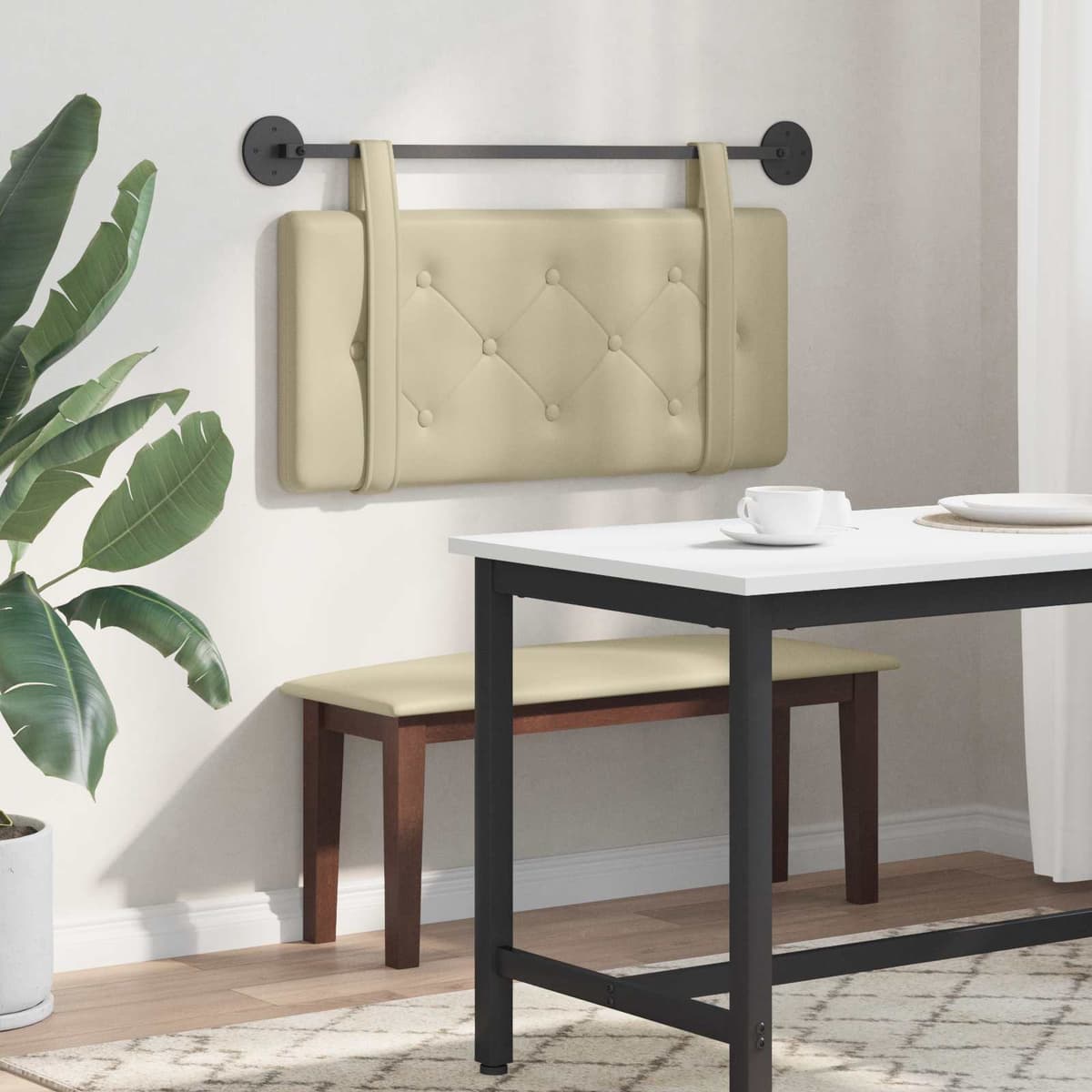 vidaXL Tête de lit suspendue Crème Simili cuir