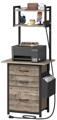 No "3 Drawer File Cabinet with Charging Station - 20""D x 15""W x 49""H"