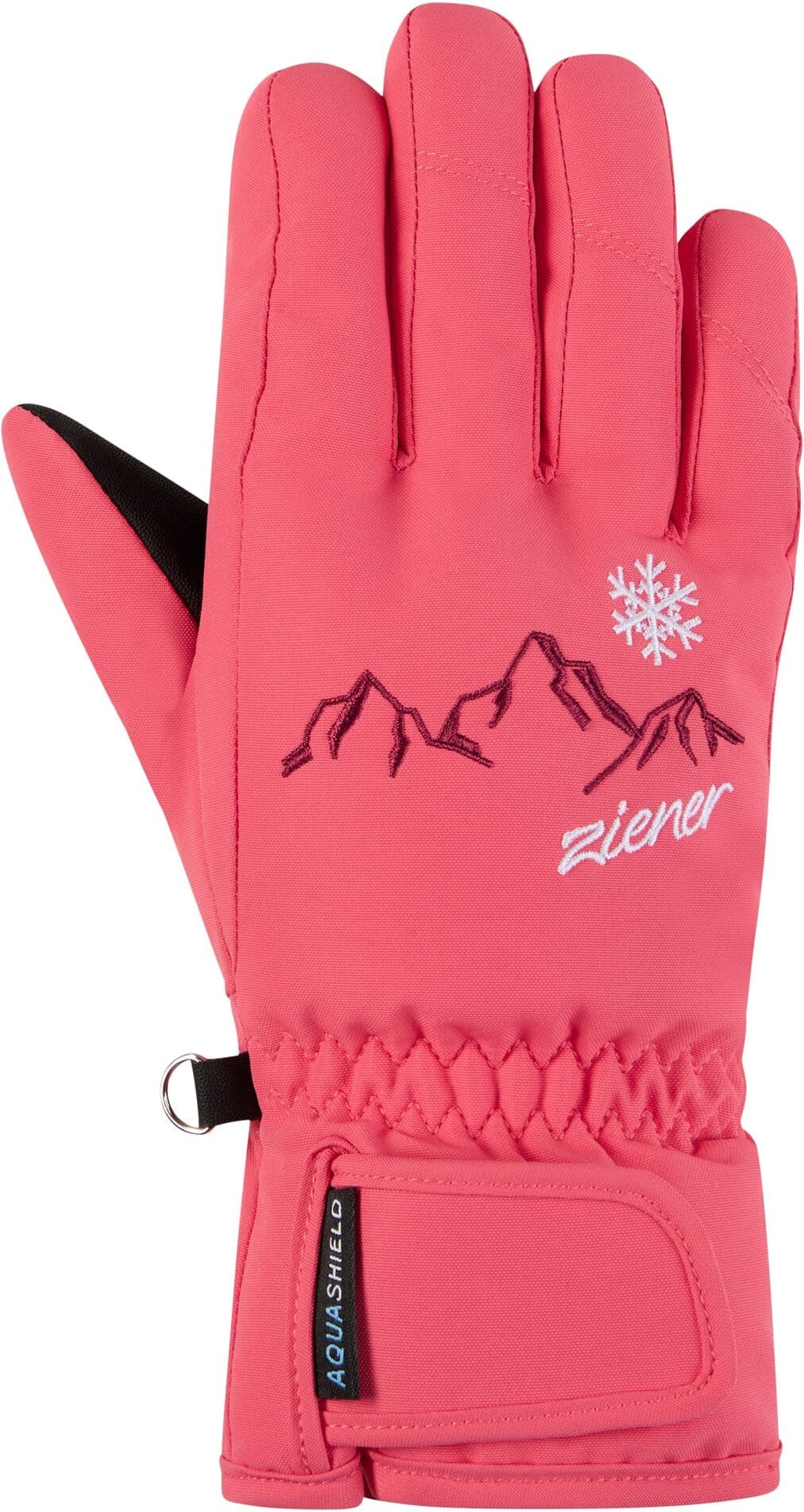 Skihandschuhe ZIENER "LAILLA-Z AQUASHIELD MÄDCHEN", Kinder, Gr. 5, rosa (pink lilly), Kunstfaser, Handschuhe Skihandschuhe, wasserdicht, winddicht, atmungsaktiv, warm, bestickt pink lilly 5