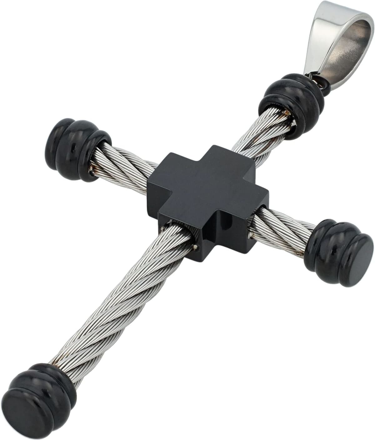 Kettenanhänger ADELIA´S "Anhänger – Kreuz Kreuzanhänger aus Edelstahl", schwarz (silber), Schmuckanhänger, Damen, Edelstahl, Kettenanhänger, Ideal als Geschenk – dezent und elegant