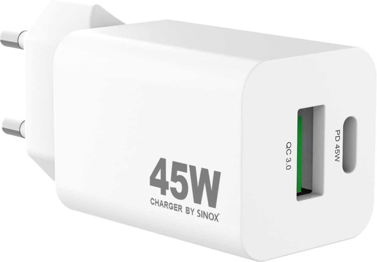 Sinox USB-A+USB-C GaN laddare 45W