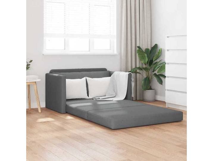 Canapé-Lit 110 cm gris foncé tissu convertible compact teinte sobre salon gain place pratique fonctionnel
