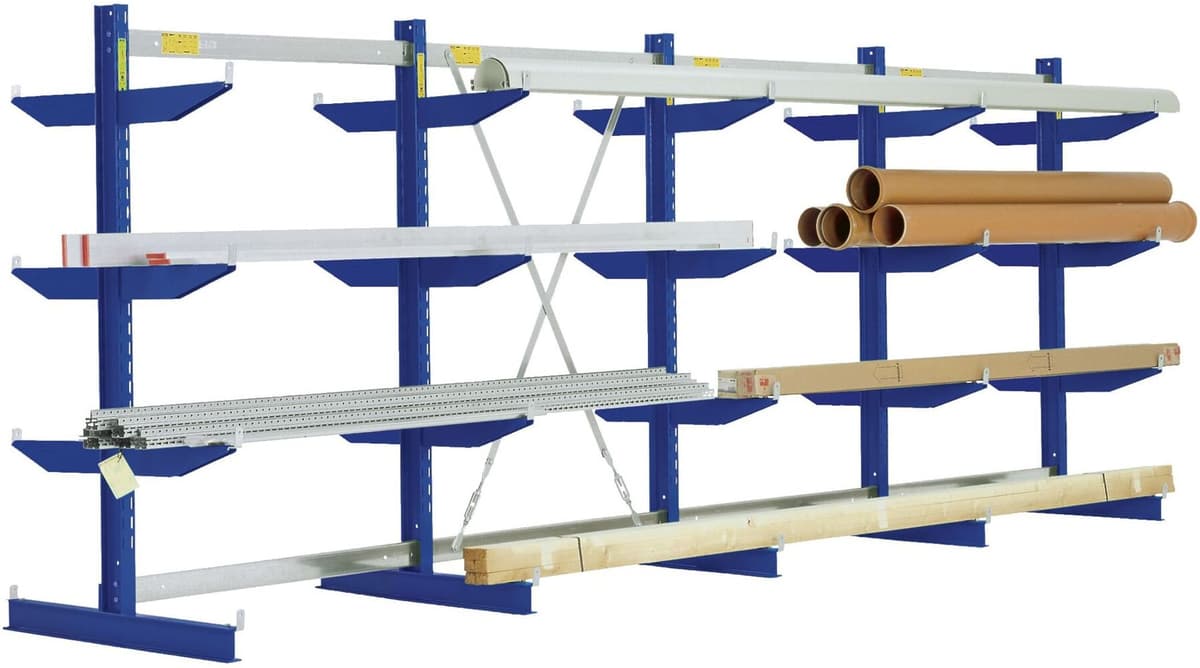 Bito Kragarmregal Set / NT500 IPE120 TypL H2480xL4295xT1120 mm 5 Ständer, doppelseitig enzianblau (17916)
