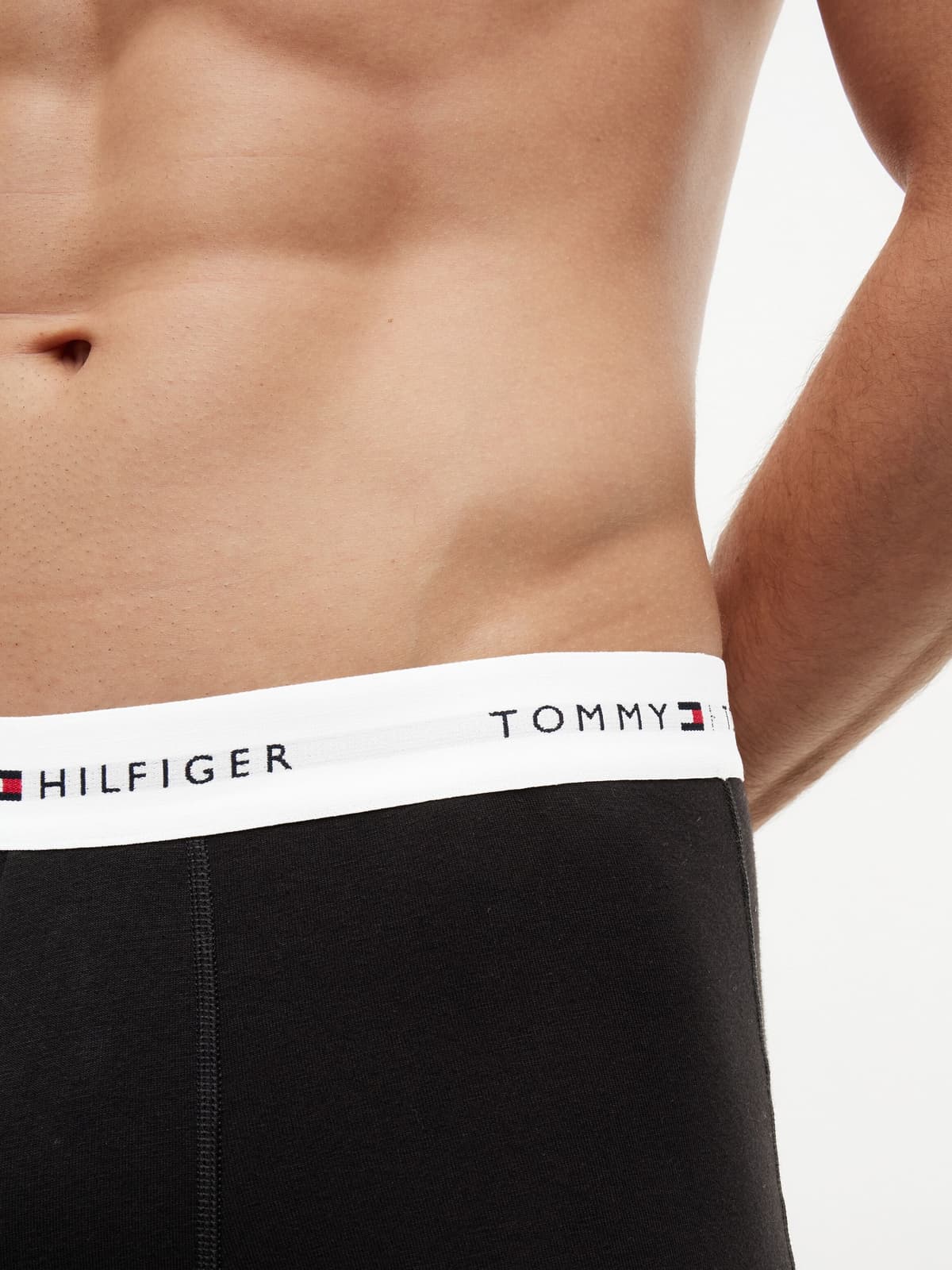Boxershorts "3P BOXER BRIEF WB", Herren, Gr. XL (54), 3 Stk., Jersey, schwarz (schwarz, schwarz, schwarz, weiß), Jersey, Obermaterial: 95% Baumwolle, 5% Elasthan, TOMMY HILFIGER UNDERWEAR, körpernah, Unterhosen Boxershorts, mit kontrastfarbenem Logobund s