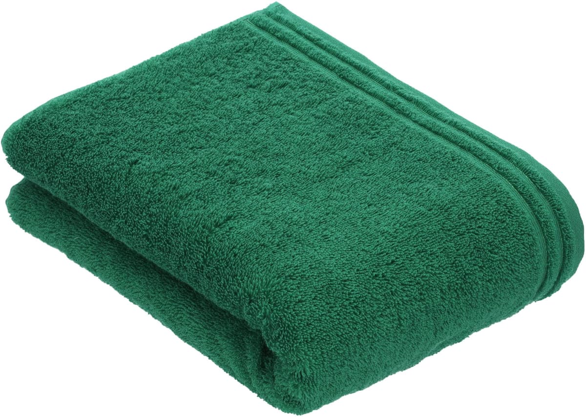 Badetuch VOSSEN "Calypso Feeling", grün (oasis), B:67cm L:140cm, Walkfrottee, Obermaterial: 100% Baumwolle, Handtücher, Badetuch, mit schmaler Bordüre aus 100% Baumwolle, Vegan, einfarbig oasis B/L: 67cmx140cm, 1 Stk., Walkfrottee