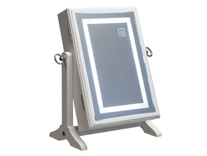 Atmosphera Createur d´interieur Schmuckkästchen mit Spiegel und LED-Beleuchtung 26/10,5/35 cm, Weiß, 10.5x35x26 cm, Ordnen & Aufbewahren, Schmuckaufbewahrung