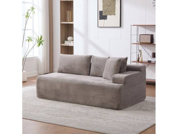 Canapé compressé modulable en chenille gris mousse haute résilience 30D livré monté