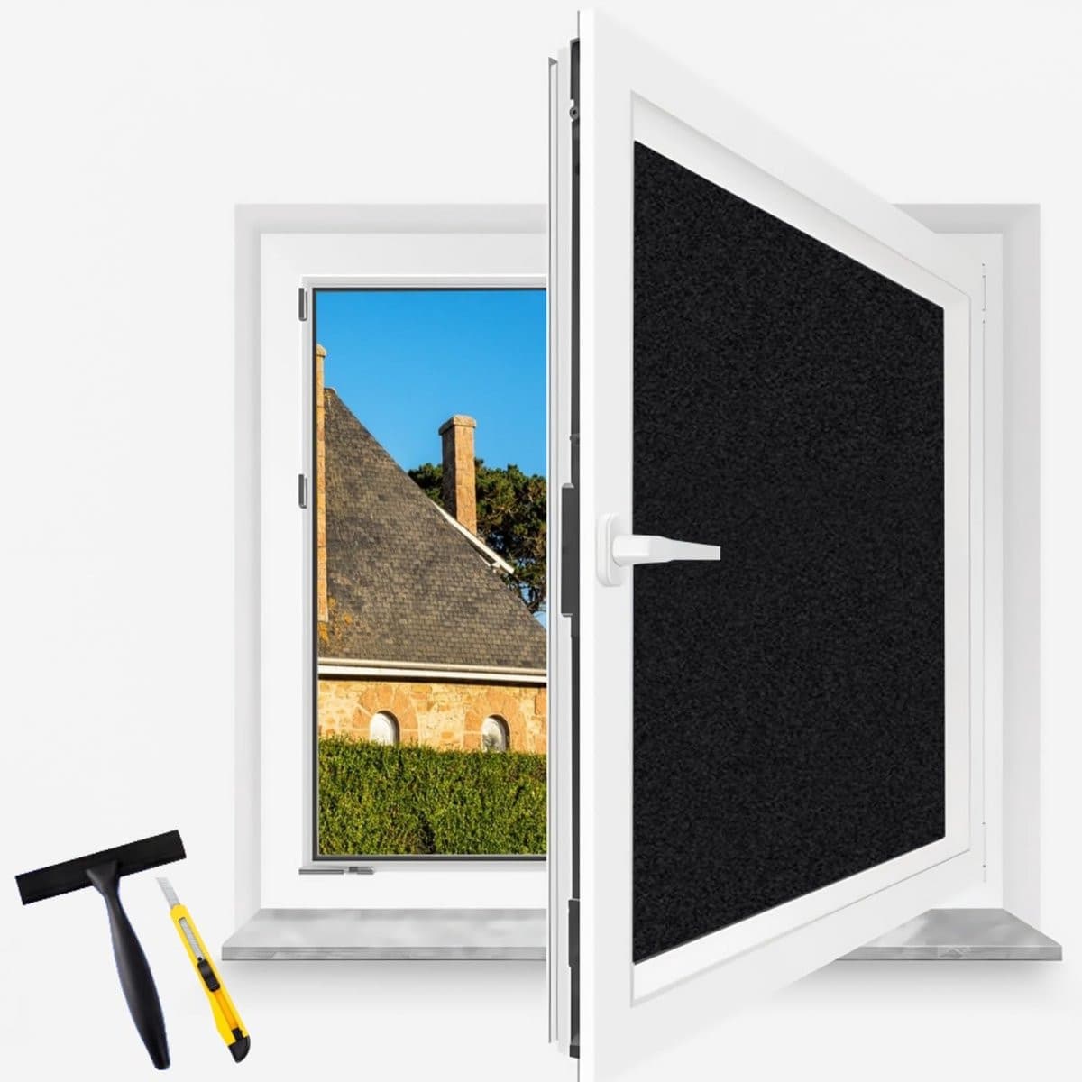 Zwarte raamfolie voor volwassenen, Breedte: 90 cm, Hoogte: 200 cm