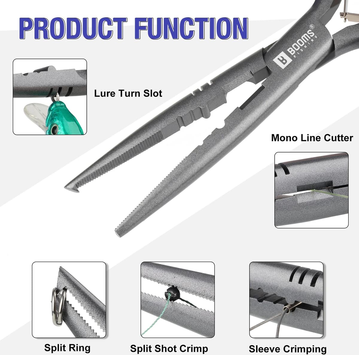 Booms Fishing XW10 23cm Long Nose Fishing Pliers Hook Remover Tool Stainless Steel Line Cutter Scissors Fishing Tongs Tools