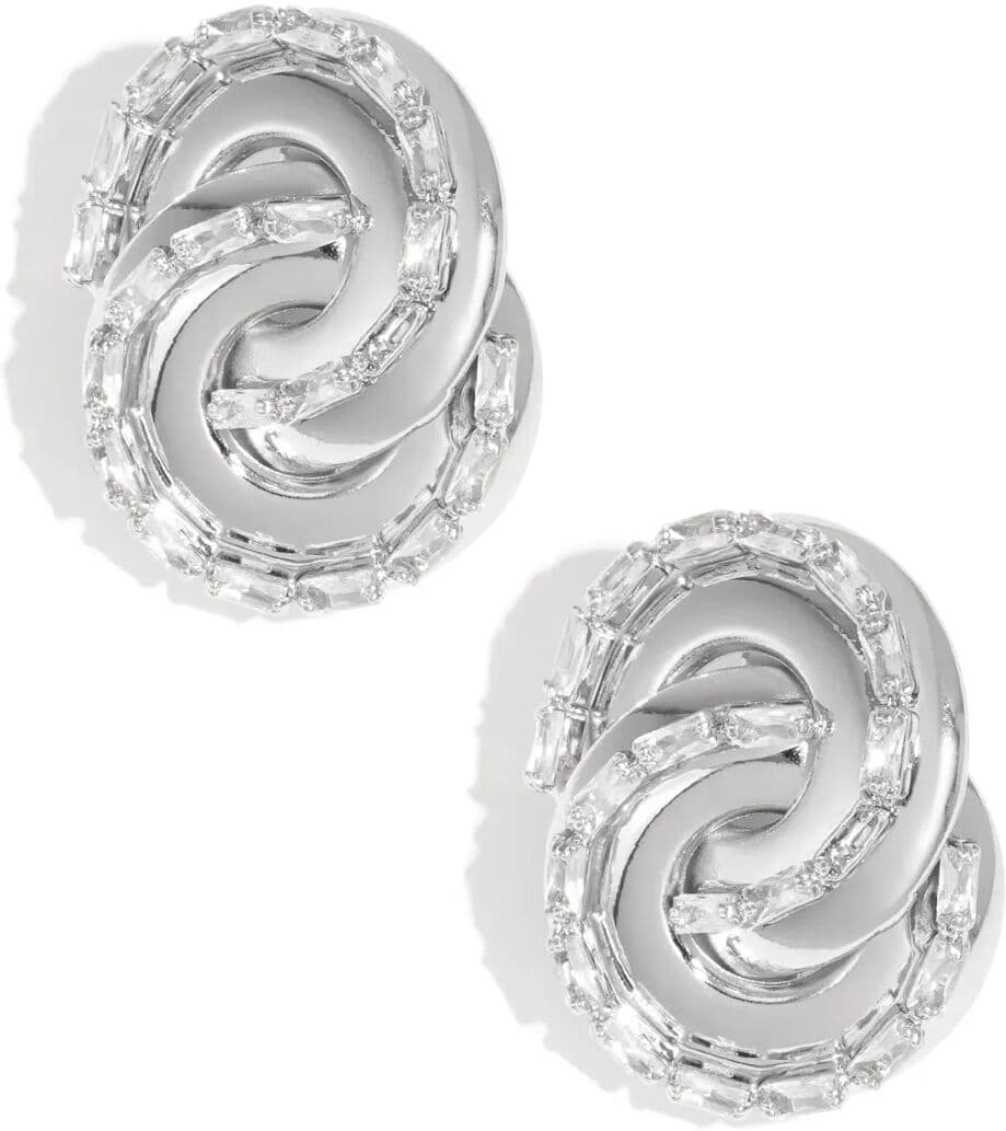 Paar Ohrstecker ADELIA´S "LIVAYA", Damen, Gr. Damen, silber (silberfarben), Ohrringe, Modisch mit ineinander verschlungenen Formen und Zirkondetails