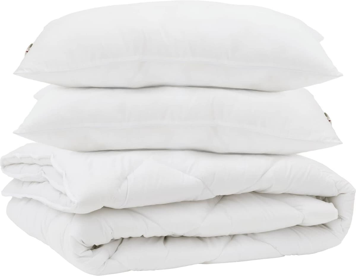 vidaXL Couette avec oreiller 3 pc Blanc Microfibre