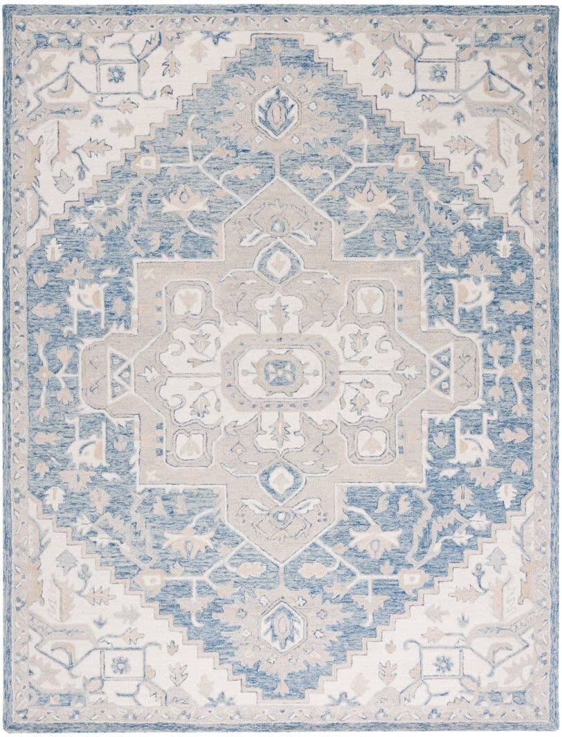 Latitude Vive Micro-Loop Oriental Area Rug In Blue / Ivory Ivory;Blue Rectangle 119.38 x 304.8cm