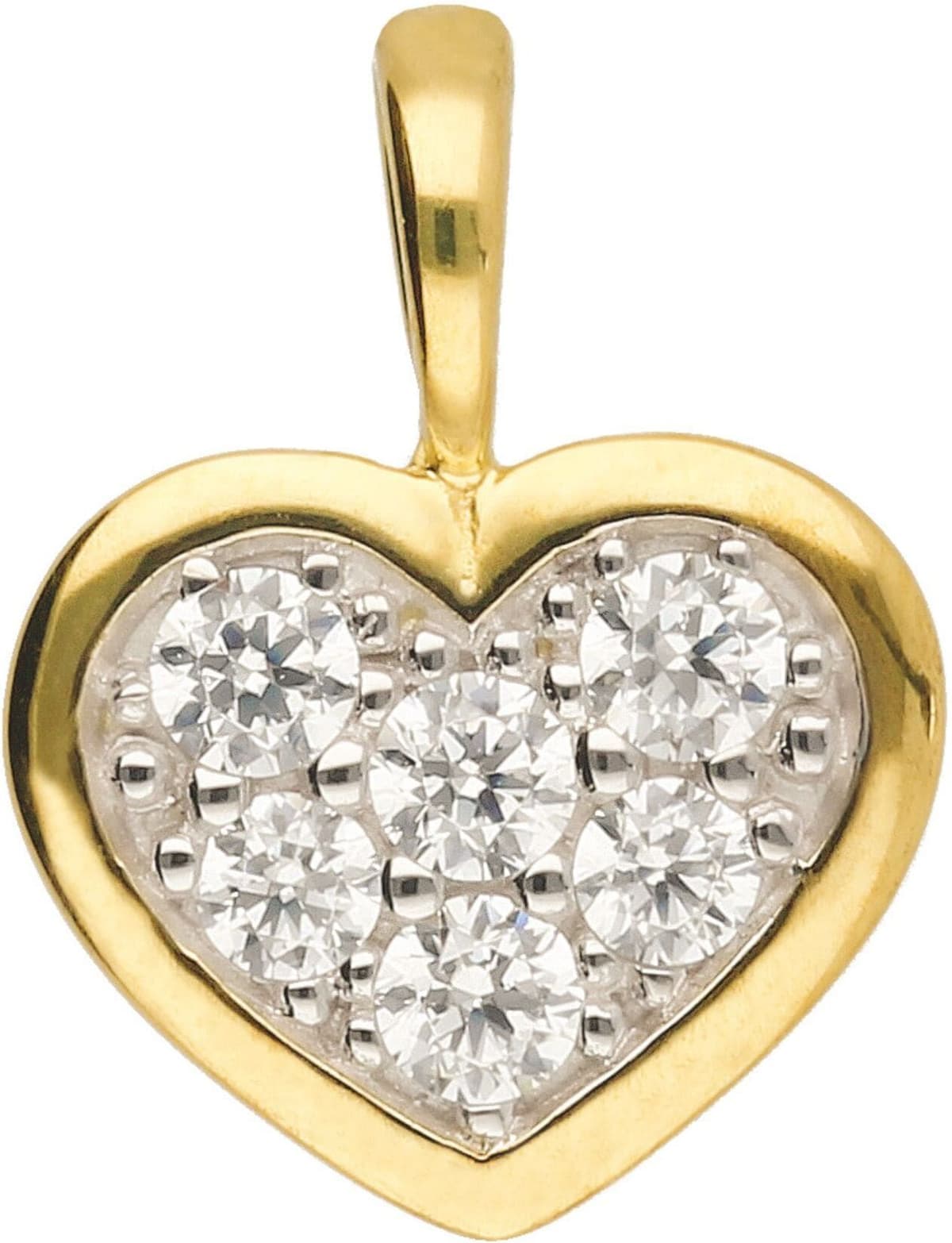 Kettenanhänger ADELIA´S "Herzanhänger 333 Gold ( 8K ) mit Zirkonia", gold (silber), Schmuckanhänger, Damen, mit Zirkonia, Gold, Kettenanhänger, Goldanhänger Herz