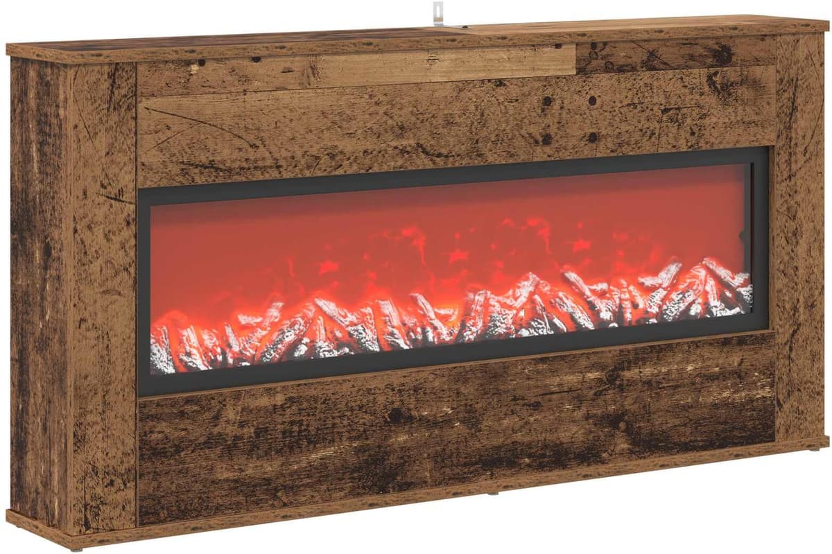 vidaXL Cheminée électrique Bois ancien 114 x 18 x 58,5 cm