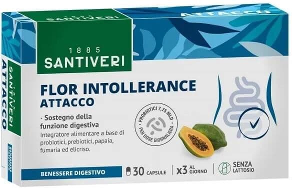 Santiveri Flor Intollerance Attacco Integratore per Flora Intestinale 30 Capsule