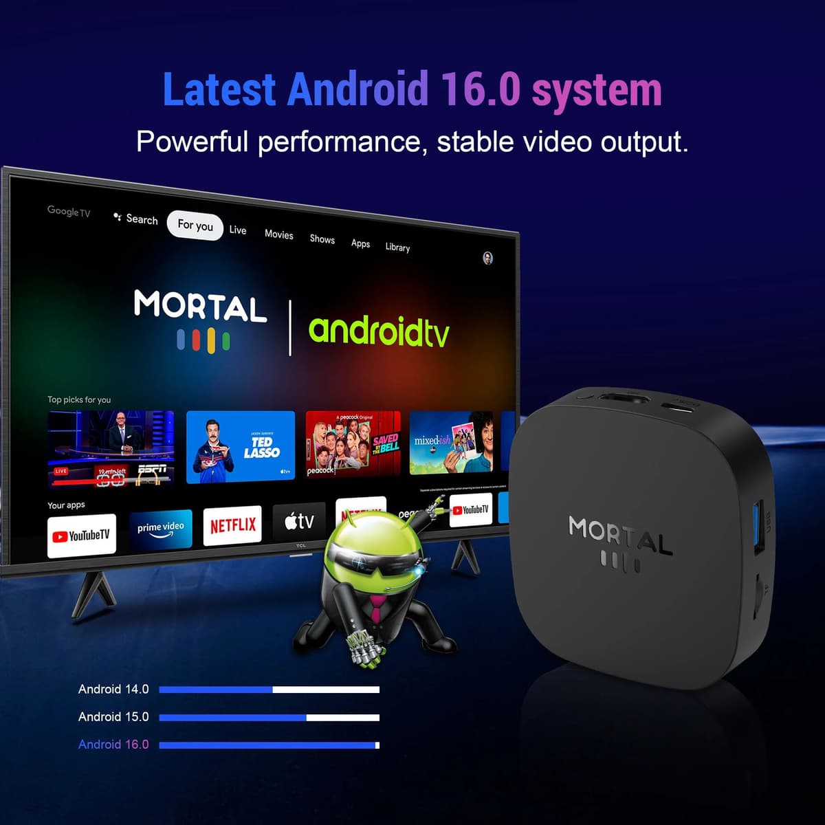 MORTAL 2025 T1+ Android16 TV Box RK3518 Support Dual WiFi 6 Dual UI Interface 8K HD 2.1b AV1 100M LAN Media Player Set Top Box